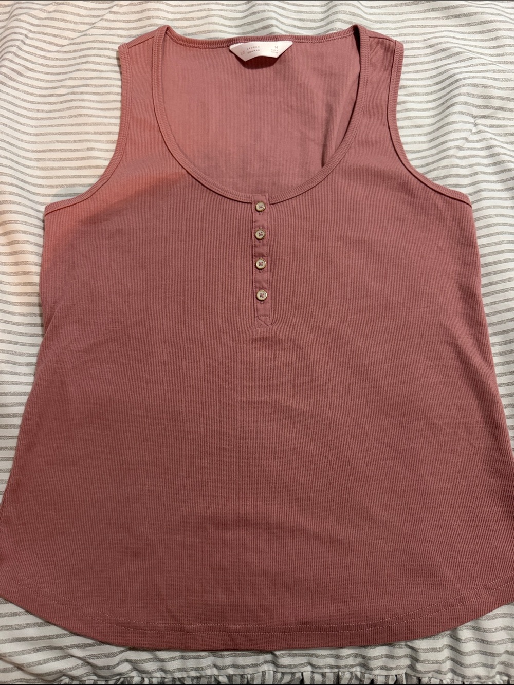 LC Lauren Conrad Dusty Rose Ribbed Henley Tank